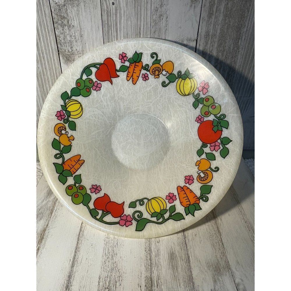 Vintage Plastic Salad Serving Bowl Vegetable Design Spice of Life